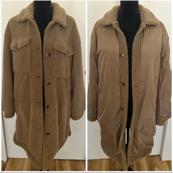 Sebby Collection Reversible Teddy Sherpa Jacket - Size L - Picture 2 of 7